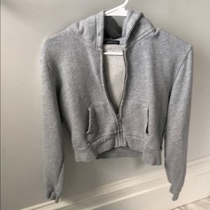 Brandy Melville Cropped Grey Zip Up